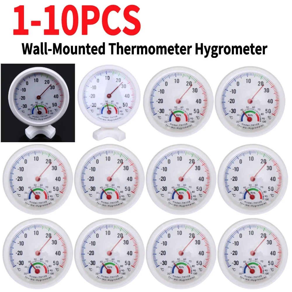 Garden Weather Station - Mini Round Clock-Shaped Thermometer Hygrometer Analog