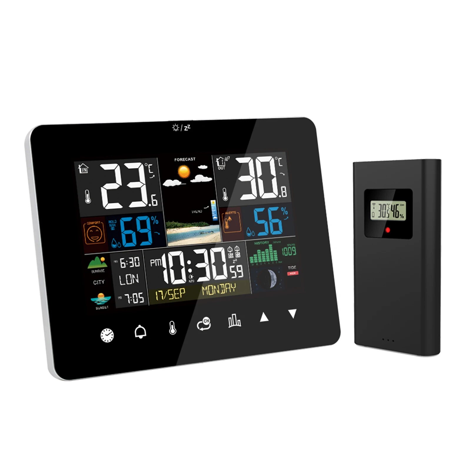 Garden Weather Station - FJ3362G Weather Station Alarm Clock Thermometer