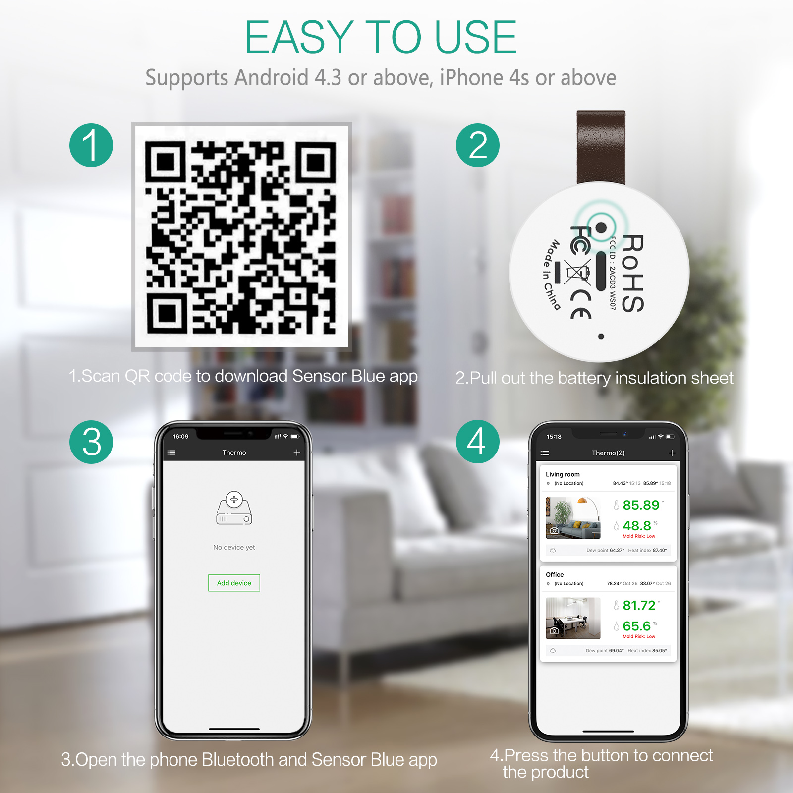 ORIA Wireless Thermometer Blue - Garden Weather Station ulasan dan harga