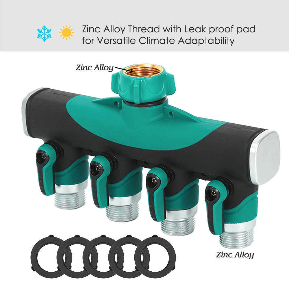 Heavy Duty Metal 4 Way 3/4'' T - Smart Garden Hose Valve ulasan dan harga