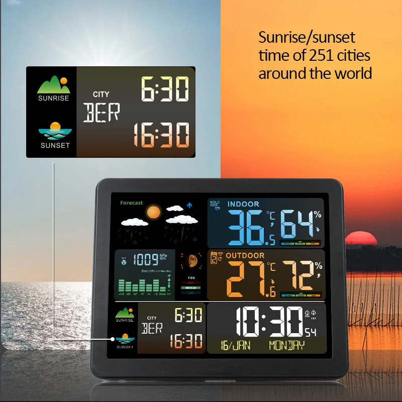 Digital Weather Station Clock  - Garden Weather Station ulasan dan harga